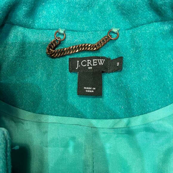 J. Crew Emerald Green Wool Pea Coat Sz 2 - Picture 5 of 11